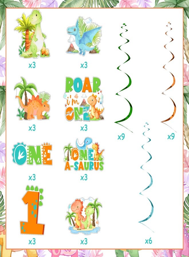 Funmemoir Dinosaur 1st Birthday Decorations Boy - 24PCS Dinosaur Hanging Swirls, One a Saurus Birthday Party Spiral Hangings for Dino Jungle Safari Animal First Birthday Party - Image 5
